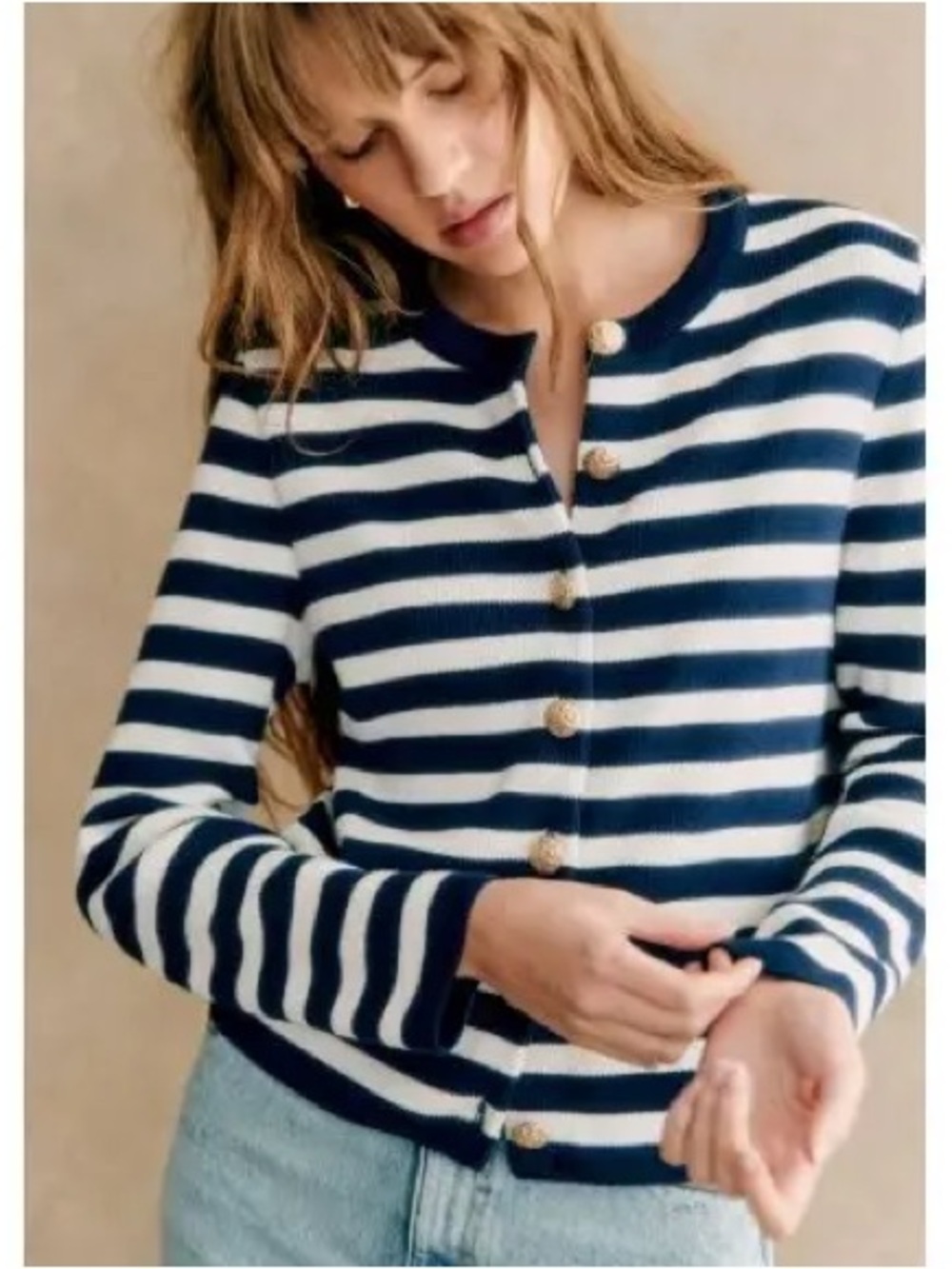 Gilet baptiste marine ecru sezane - Picture 2 of 5